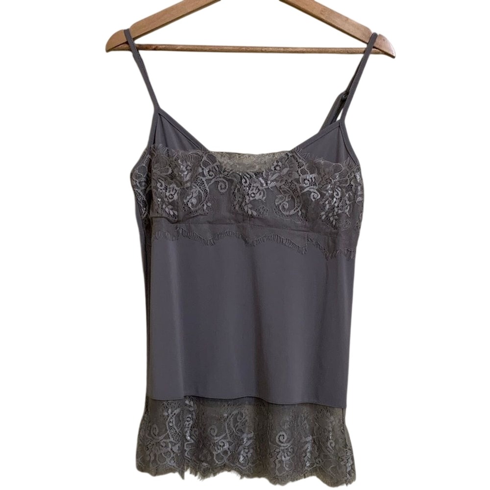 Hotel Particulier Women's Grey Lace Trim Romantic Camisole Y2K Style Size XS